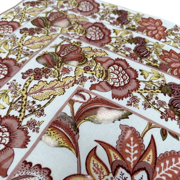 Autumn Floral Placemats Set of 3 Cloth Fabric Rust Cream - Picture 5 of 11